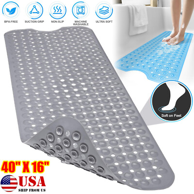 #ad Extra Long Non Slip Bath Tub Mat 40 X 16 Inch Bathroom Shower Mat Antibacterial $15.09