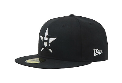 #ad New Era 59Fifty Men#x27;s Hat Houston Astros Black White Cooperstown Big Size Cap $46.00