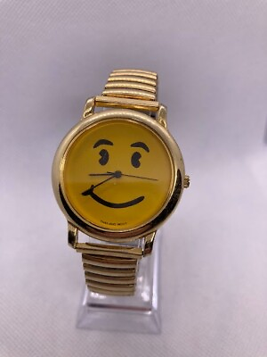 #ad Woman Stretch Band Gold Finish Yellow Happy Face Fashion Dressy Casual Watch $24.95