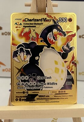 #ad Pokemon Gold Metal Card Charizard V Fun Art Card Best Gift Pokemon Collectors GBP 8.40