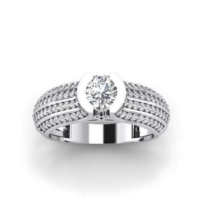 #ad Genuine Diamond Pave Set Engagement Ring I1 G 1.30 Carat 14K Solid Gold RS 4 12 $2049.59