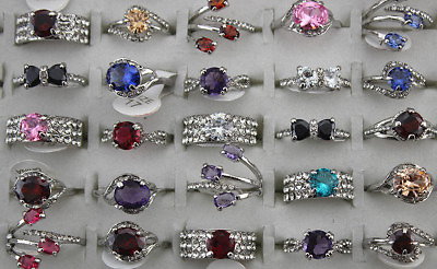 #ad Wholesale Jewelry Lots 30pcs colorful CZ Rhinestone Fascinating Gift Lady#x27;s ring $24.99