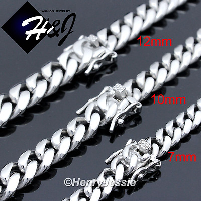 #ad 18 40quot;MEN Stainless Steel 7 10 12 14mm Silver Miami Cuban Curb Chain Necklace $27.99