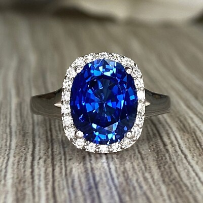 #ad Diamond Platinum Ring Engagement Certified 3.25 Carat Lab Created Blue Sapphire $1806.40