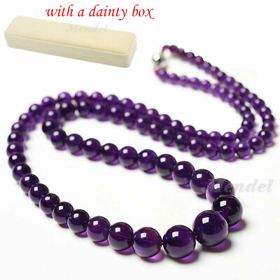 #ad Natural Genuine Purple Amethyst Beads Beaded Crystal Necklace Vintage Jewelry $88.00