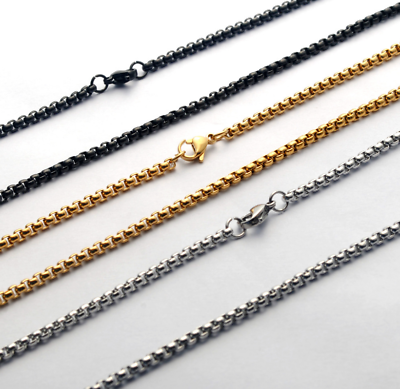Women Men Black Gold Silver Stainless Steel 3mm Round Box Chain Necklace 18 35quot; $3.45