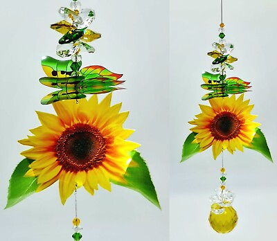#ad Sunflower Butterfly Crystal Suncatcher gift window hanging rainbow suncatchers AU $29.00