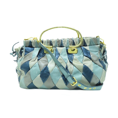 #ad *10%OFF* Miu Miu GHW 2 Way Shoulder Handbag Calfskin Leather Blue Grey $204.30