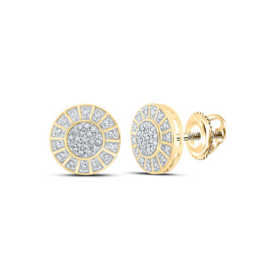 #ad 10K Yellow Gold Womens Round Diamond Circle Earrings 1 3 Cttw $479.78
