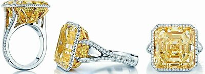#ad Yellow CZ Ring For Women Handmade Evening Party New Jewelry 925 Sterling Silver $259.12