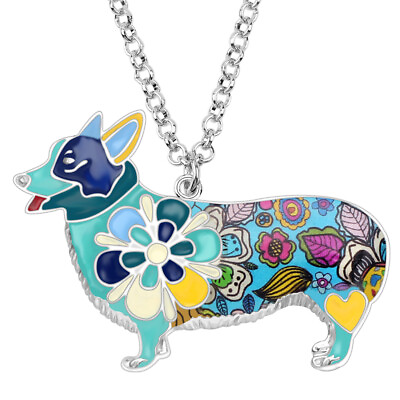 #ad Enamel Alloy Corgi Dog Necklace Chain Pet Jewelry For Women Gift Accessory Charm $7.99
