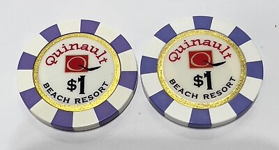 #ad $1.00 Quinault Beach Resort Ocean Shores WA Lot Of 2 Casino Chip Chips $3.50