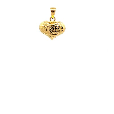 #ad 18K Saudi Gold Pendant Charm Heart Puffed Small Textured Fine Jewelry 0.58 grams $107.00
