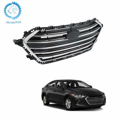 #ad Fit For 2017 2018 Hyundai Elantra Front Upper Bumper Grille Chrome Black Grill $44.67