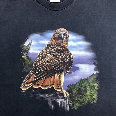 #ad FADED vintage HAWK NATURE T Shirt XXL wild animal bird biker $29.99