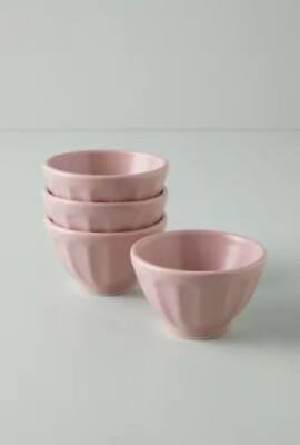 #ad Anthropologie Mini Shiny Latte Bowls Set of 4 “fawn” NEW in BOX Pink Rose $36.00