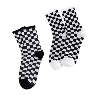 #ad 2 Pairs All Season Sock Plaid Warm Socks Color matching Trend $9.35