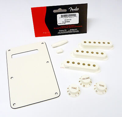 Genuine Fender PARCHMENT Stratocaster Accessory Kit BackPlate Knobs Covers $15.79