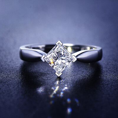 #ad 925 Sterling Silver Square AAA Zircon Rings Women Man Wedding Jewelry Size 6 10 $6.91