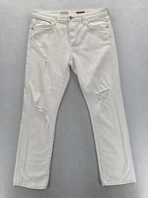 #ad Pilcro Boyfriend Jeans Women#x27;s 31 White Stretch Denim Distressed High Rise Pants $19.99