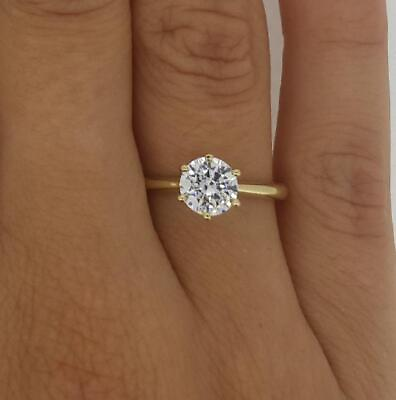 #ad 1 Ct Classic 6 Prong Round Cut Diamond Engagement Ring VS1 G Yellow Gold 18k $2473.00