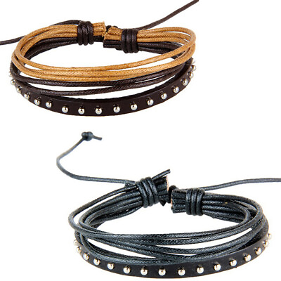 #ad Multi Layer Leather Bracelet Wristband Braided Rope Cuff Bangle For Men Women US $6.59
