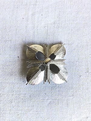 #ad Vintage Signed Monet Women#x27;s Silvertone Fashion Textured Metal Brooch Pin $13.99
