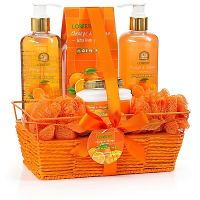 #ad Lovery Home Spa Gift Basket Orange amp; Mango Scent Bath amp; Body Gift Set $32.99