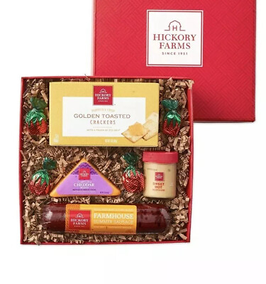 Hickory Farms X2 Boxes Meat Cheese Sampler Size Gift Box Gourmet Food NEW $29.95