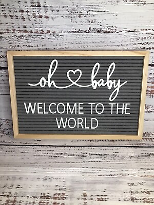 #ad Oh Baby Welcome to the World Felt Sign Photo Prop Baby Shower Nursery Decor $16.99