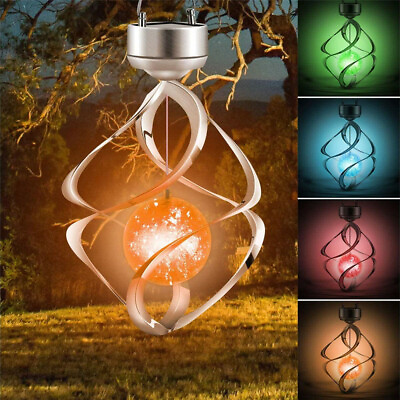 #ad Solar Powered LED Wind Chimes Light Color Changing Hanging Spiral Spinner Lamp $12.98