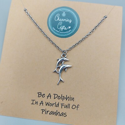#ad Diving Dolphins Necklace Tibetan Silver Personalised Jewellery Gifts. GBP 6.95