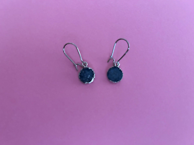 #ad dreamy blue round dyed quartz drop earrings on silver tone wires new $8.50