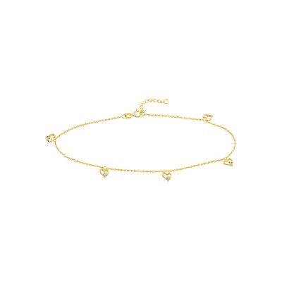#ad Adjustable Multi Dangle Heart Anklet Chain REAL 14K Yellow Gold 10quot; $212.29