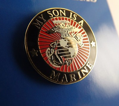 #ad BRAND NEW Lapel Pin USMC My Son Is A Marine Red amp; Black Enamel 15 16quot; $8.95