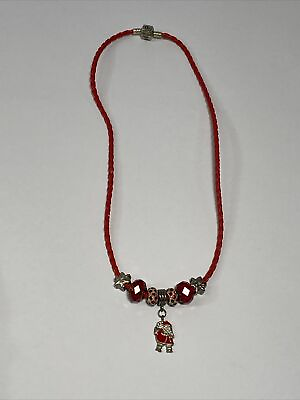 #ad Christmas Red Santa Pandora Necklace Red Leather With 4 925 Charms $75.00