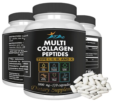 #ad 100% Natural Multi Collagen Peptides Anti Aging Skin Collagen Pills 120 capsules $13.00