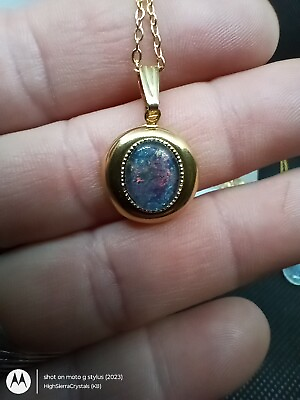 #ad 🔥 OPAL NECKLACE 18k PLATED GOLD PENDANT W CHAIN $17.00