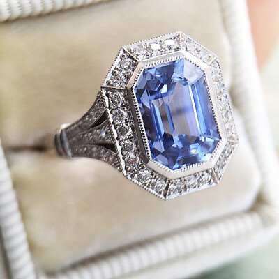 #ad Women Romantic 925 Silver Ring Blue Cubic Zircon Wedding Party Jewelry Sz 6 10 C $3.59