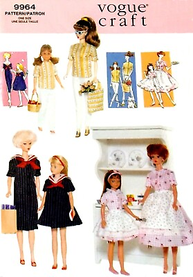 #ad Vintage Style Barbie amp; Skipper Matching Clothes Pattern Reproduction Vogue 9964 $8.95