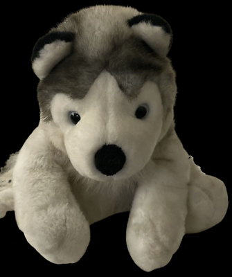 #ad Adorable fluffy 14quot; Gray White husky dog plush by Shops on Board $26.24