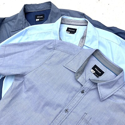#ad Bundle of 3 Marmot Short Sleeve Blue Shirts Sz Large $44.00
