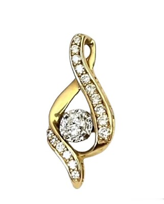 #ad New 14k Yellow Gold Diamond Pendant 3 8 tcw Designer Sirena® MSRP $1850 No Chain $349.00