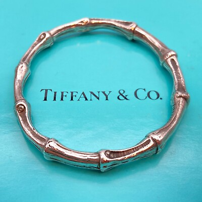 #ad Tiffanyamp;Co. Vintage Silver Bamboo Bangle bracelet SV925 40g 7quot; w p $278.00