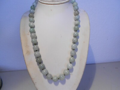 #ad 10mm 10mm jade beads necklace silver clasp $252.00