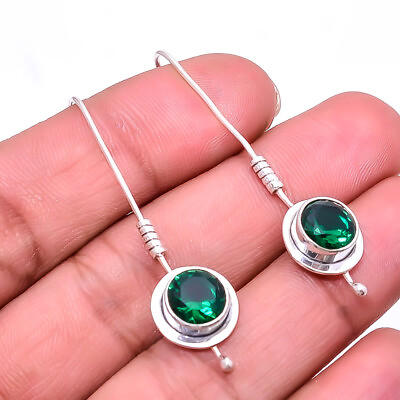 #ad Emerald Designer Handmade Simulated 925 Sterling Silver Earring 1.95quot; E12 $11.24