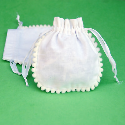 #ad 100 PCS White Drawstring Cotton Pouch Gift Bags Small Bag Jewelry Pouches 3x3quot; $69.99