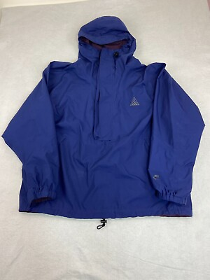 #ad Nike ACG Jacket Mens XL Mesh Lined Hooded Blue Outdoor All Conditions Gear READ $74.99