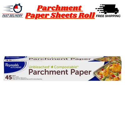 Unbleached Parchment Paper Sheets Roll 45 Square Feet For Air Fryer Baking $5.85