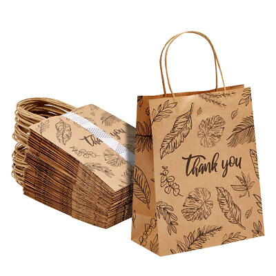 50x Kraft Paper Gift Bags with Handles Bulk for Small Business Boutique Party $22.99